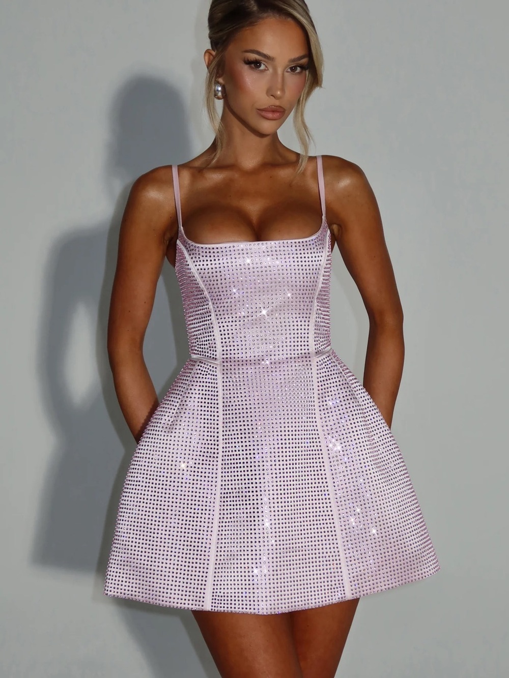 EMMA Sparkle Mini Dress in Light Pink - BABYBOO